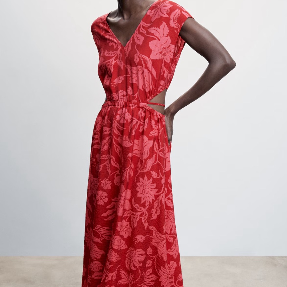Mango Red Floral Dress